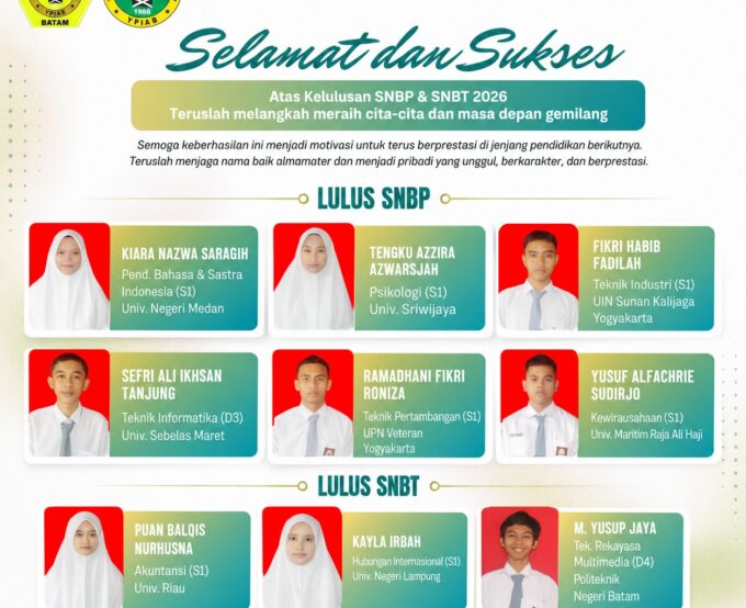 Selamat dan Sukses untuk Para Siswa Berprestasi SMA Al-Azhar Batam